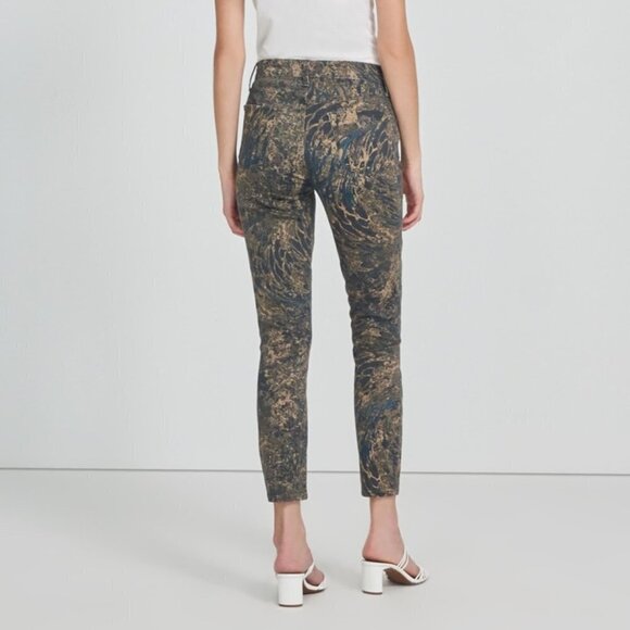 NWT J Brand blue & gold abstract print high rise crop skinny jeans, 24 - Picture 3 of 7